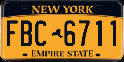 NY license plate FBC6711