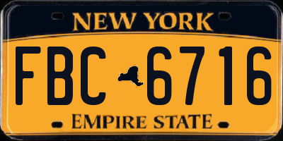 NY license plate FBC6716