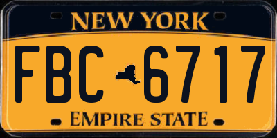 NY license plate FBC6717