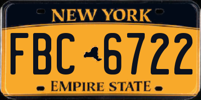 NY license plate FBC6722