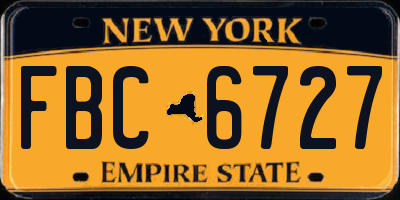NY license plate FBC6727