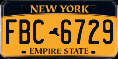 NY license plate FBC6729