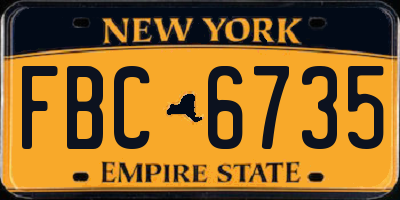 NY license plate FBC6735