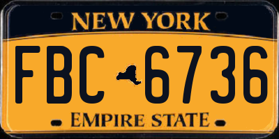 NY license plate FBC6736