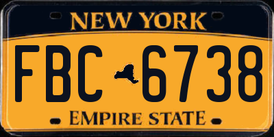 NY license plate FBC6738