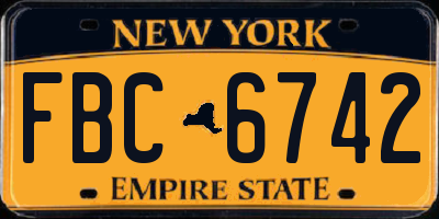 NY license plate FBC6742