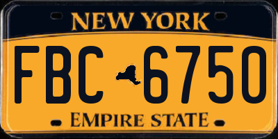 NY license plate FBC6750