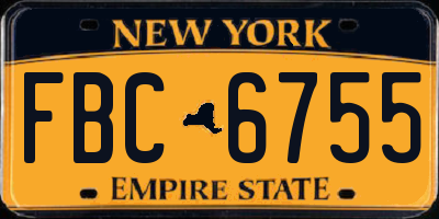 NY license plate FBC6755