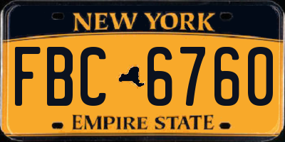 NY license plate FBC6760