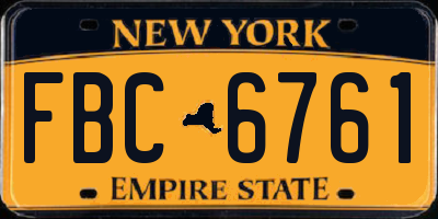 NY license plate FBC6761