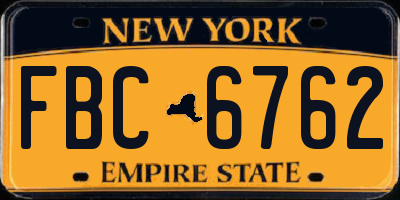 NY license plate FBC6762
