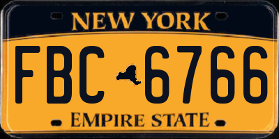 NY license plate FBC6766