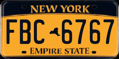 NY license plate FBC6767