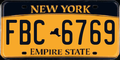 NY license plate FBC6769