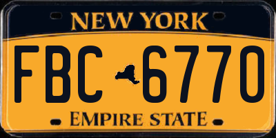 NY license plate FBC6770