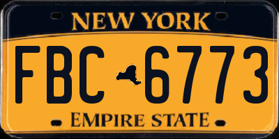 NY license plate FBC6773
