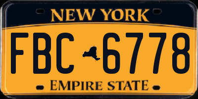 NY license plate FBC6778