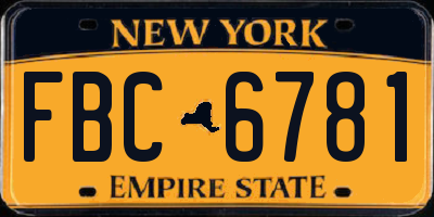 NY license plate FBC6781