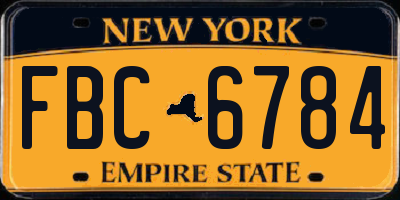 NY license plate FBC6784
