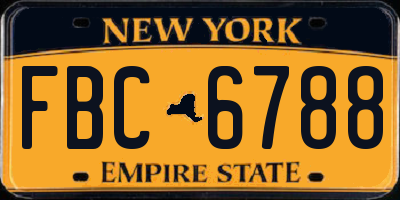NY license plate FBC6788