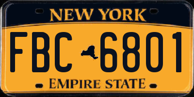 NY license plate FBC6801
