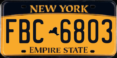 NY license plate FBC6803