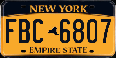 NY license plate FBC6807
