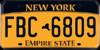NY license plate FBC6809