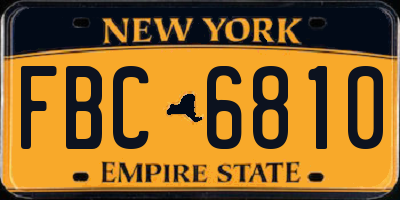 NY license plate FBC6810