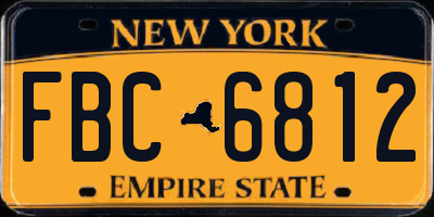 NY license plate FBC6812