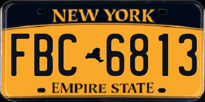 NY license plate FBC6813
