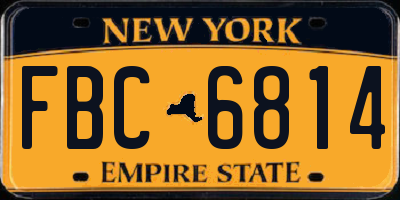 NY license plate FBC6814