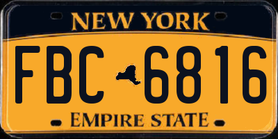 NY license plate FBC6816