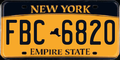 NY license plate FBC6820