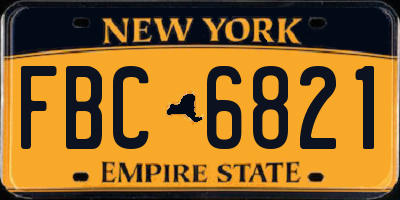 NY license plate FBC6821