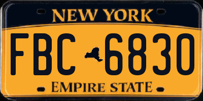 NY license plate FBC6830