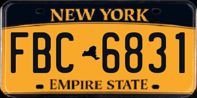 NY license plate FBC6831