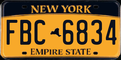 NY license plate FBC6834