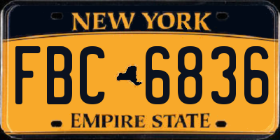 NY license plate FBC6836