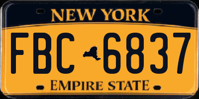 NY license plate FBC6837