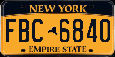NY license plate FBC6840