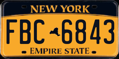 NY license plate FBC6843