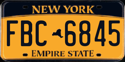 NY license plate FBC6845