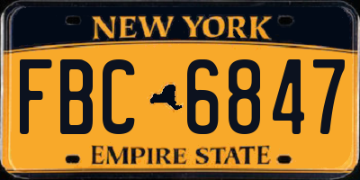 NY license plate FBC6847