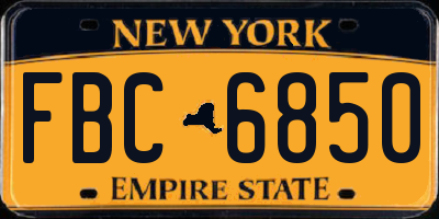 NY license plate FBC6850