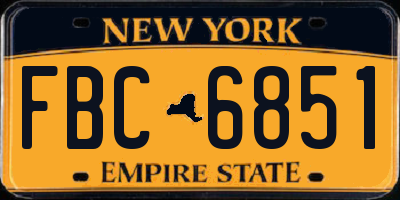 NY license plate FBC6851