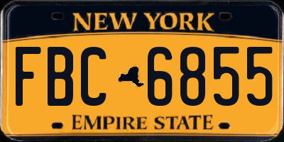 NY license plate FBC6855