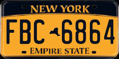 NY license plate FBC6864