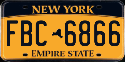 NY license plate FBC6866