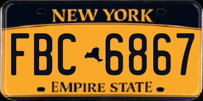 NY license plate FBC6867